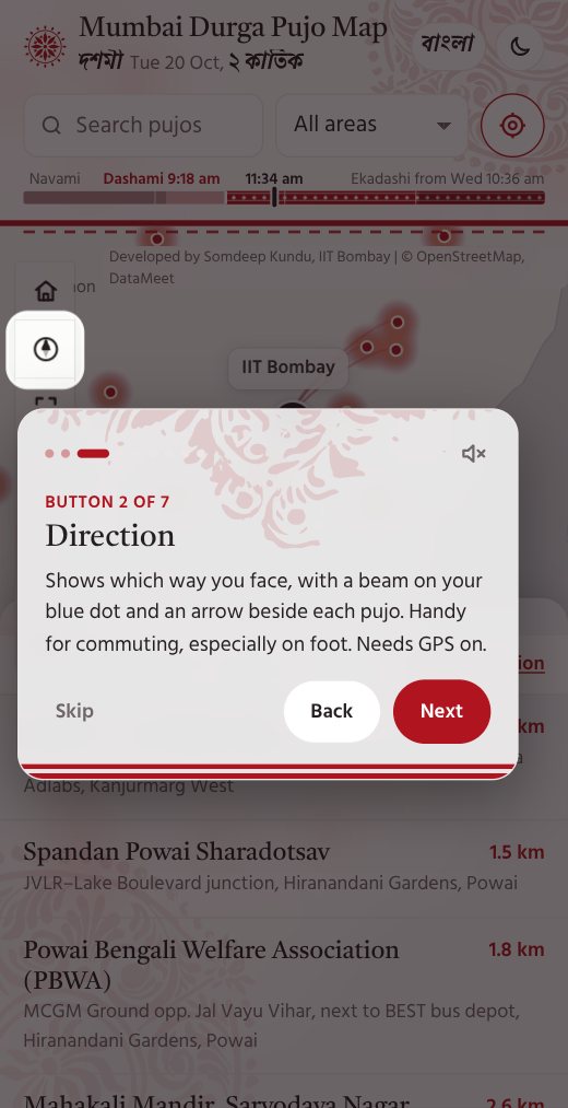 The guided tour explaining the compass button